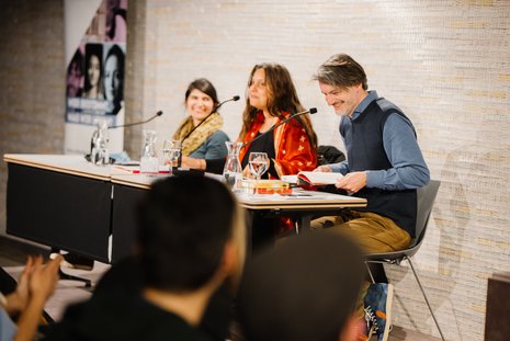 Saša Stanišić, Mithu Sanyal und Shida Bazyar im Literaturhaus © Carlotta Sophia Verweyen